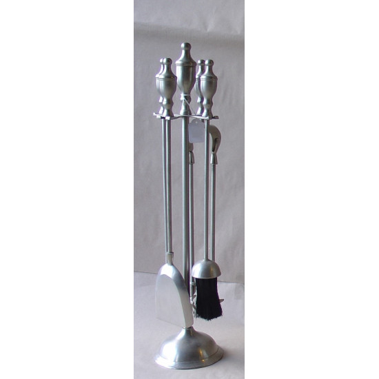 Σετ εργαλείων τζακιού κρεμανταλάς Νο ΕΙ 710 με επιμετάλλωση νικελίου.  (φτυάρι, μασιά, τσιμπίδα, βάση και σκουπάκι).