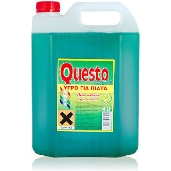 Υγρό Πιάτων  Λεμόνι, Questo, Πράσινο Μήλο Green 4L