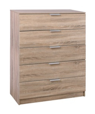 Ξύλινη Συρταριέρα Κρεβατοκάμαρας Drawer με 5 Συρτάρια Βαθιά.  Απόχρωση Sonoma 
