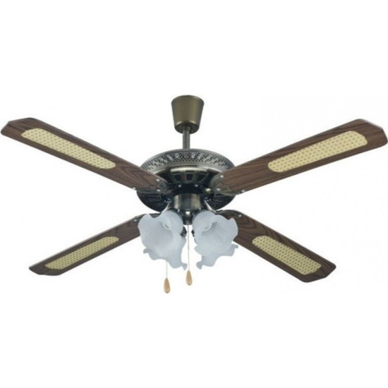 Ανεμιστήρας Οροφής με 4 Φώτα Κίνας MANSEI 52΄΄ W952-4L4C ΜΠΡΟΝΖΕ-ΚΑΦΕ
