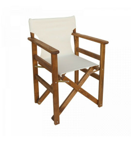 Πολυθρόνα Σκηνοθέτη από φουρνιστή οξυά καρυδί με εκρού καραβόπανο 63Χ80Χ51