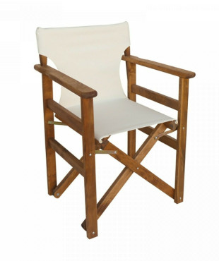 Πολυθρόνα Σκηνοθέτη από φουρνιστή οξυά καρυδί με εκρού καραβόπανο 63Χ80Χ51
