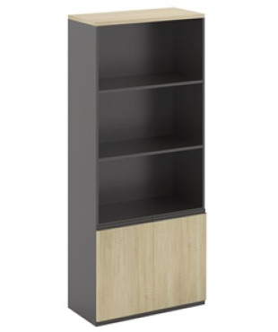  Βιβλιοθήκη Γραφείου, PROJECT 3 Ράφια, Ντουλάπι Δίφυλλο με 2 Ράφια, Απόχρωση Sonoma - Γκρι