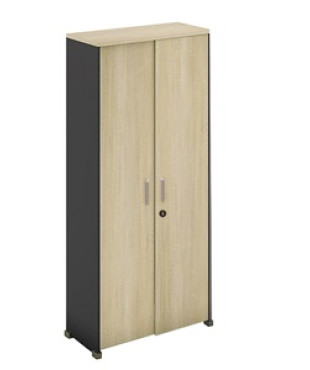  Ντουλάπα Γραφείου PROJECT Δίφυλλη, Συρόμενες Πόρτες Με Κλειδαριά, 5 Ράφια, Απόχρωση Sonoma - Γκρι