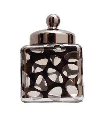 Βάζο διάφανο γυάλινο με ασημί αποχρώσεις και καπάκι.CSD089GX-24 Διαστάσεις 24Χ15 εκ.