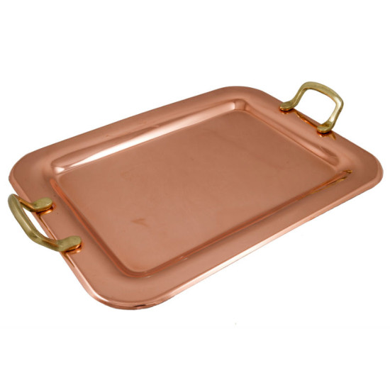 Δίσκος χάλκινος ορθογώνιος, διαθέσιμος σε δύο μεγέθη και με χερούλια . Ν1 - (30,5 Χ 17 εκ.) - Ν2 - (37,5 Χ 28 εκ.)