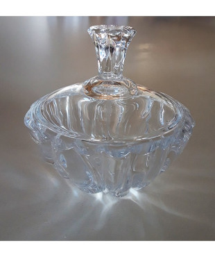 Διακοσμητική Γυάλινη Φοντανιέρα Μικρή Με Καπάκι Με Κυματιστό Σχέδιο