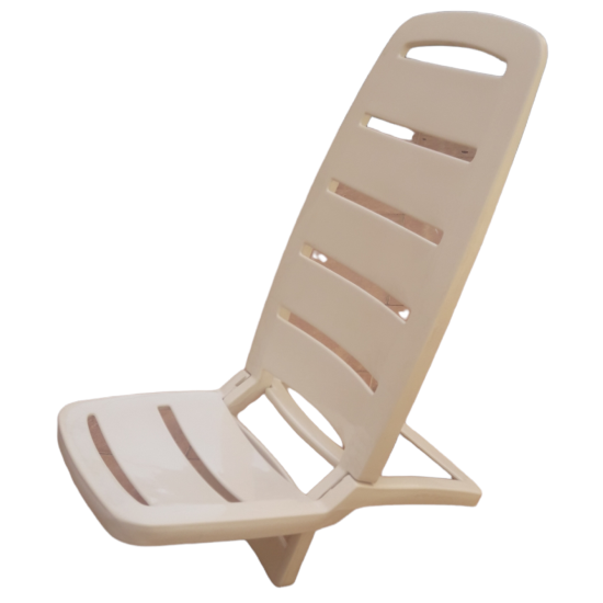 Καρεκλάκι παραλίας Ιταλίας,  πτυσόμενο πλαστικό λευκό ψηλή πλάτη. Διατείθετε Και Σε Μπέζ.