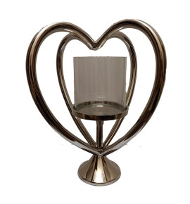 Κηροπήγιο Διακοσμητικό Μεταλλικό Ασημί 20x20x30εκ.-NK1161