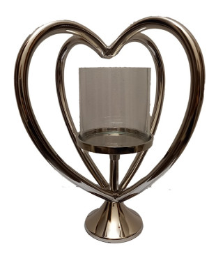 Κηροπήγιο Διακοσμητικό Μεταλλικό Ασημί 20x20x30εκ.-NK1161