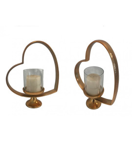 Κηροπήγιο Καρδιά Μεταλλικό Διακοσμητικό Σφυρήλατο-NK-780-GOLD