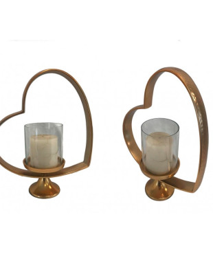 Κηροπήγιο Καρδιά Μεταλλικό Διακοσμητικό Σφυρήλατο-NK-780-GOLD