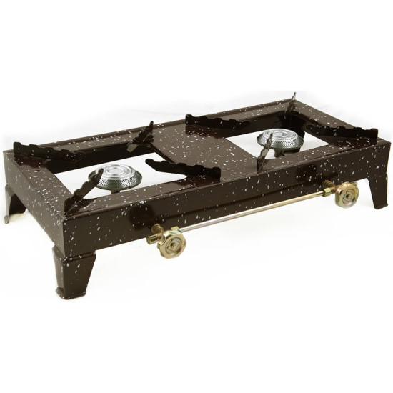 Κουζινάκι προπανίου εμαγιέ με δύο εστίες μεγάλες υψηλής αντοχής και ορειχάλκινα εξαρτήματα.