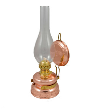 Λάμπα πετρελαίου χάλκινη 12,5Χ 26,0 cm. επιτοίχια κρεμαστή σκαλιστή, Νο 3080.