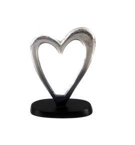 Μεταλλική Διακοσμητική Καρδία Σε Μαύρη Βάση-350-I  (12x6.5X16.5cm)