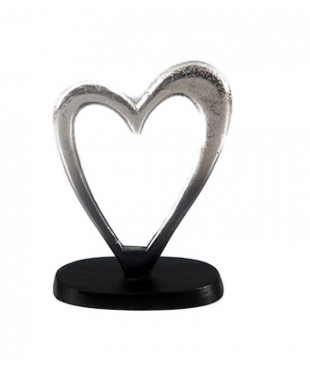 Μεταλλική Διακοσμητική Καρδία Σε Μαύρη Βάση-350-I  (12x6.5X16.5cm)