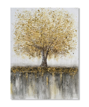 Πίνακας Σε Καμβά Δέντρo Με Χρυσά Φύλλα 60x60x3εκ
