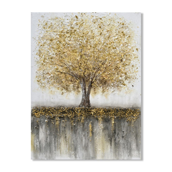 Πίνακας Σε Καμβά Δέντρo Με Χρυσά Φύλλα 60x60x3εκ