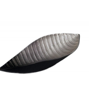 Πιατέλα Φύλλο Διακοσμητική Μεταλλική Ασημένια-1820-1 Διαστ.45x16.5x8.5cm