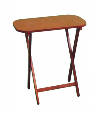 Τραπεζάκι οβάλ πτυσσόμενο ξύλινο σε καρυδί χρώμα, με διαστάσεις 65x60x40εκ.