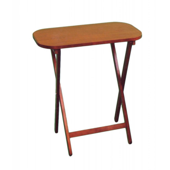 Τραπεζάκι οβάλ πτυσσόμενο ξύλινο σε καρυδί χρώμα, με διαστάσεις 65x60x40εκ.