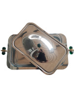  Πυρίμαχο Σκεύος Ορθογώνιο με Καπάκι και Βάση Από Ανοξοίδωτο Ατσάλι 18/10 49x27x9cm Πράσινη Μπίλια