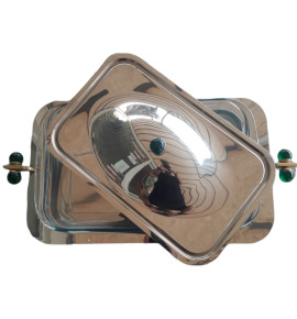  Πυρίμαχο Σκεύος Ορθογώνιο με Καπάκι και Βάση Από Ανοξοίδωτο Ατσάλι 18/10 49x27x9cm Πράσινη Μπίλια