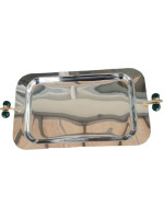 Δίσκος Σερβιρίσματος Παραλ/μος Inox Ασημί 44Χ27cm Πράσινη Μπίλια