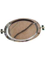 Δίσκος Σερβιρίσματος Οβάλ Inox Ασημί 47Χ30cm Πράσινη Μπίλια