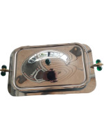  Πυρίμαχο Σκεύος Ορθογώνιο με Καπάκι και Βάση Από Ανοξοίδωτο Ατσάλι 18/10 49x27x9cm Πράσινη Μπίλια