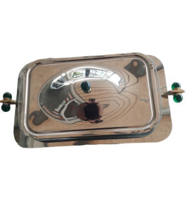  Πυρίμαχο Σκεύος Ορθογώνιο με Καπάκι και Βάση Από Ανοξοίδωτο Ατσάλι 18/10 49x27x9cm Πράσινη Μπίλια