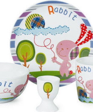 Σετ Μπε-Μπε Φαγητού από Πορσελάνη Σχέδιο Λαγουδάκι Πολύχρωμο 4τμχ GC-09638