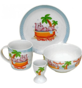 Σετ Μπε-Μπε Φαγητού "Hippo" από Πορσελάνη Πολύχρωμο 4τμχ 09221