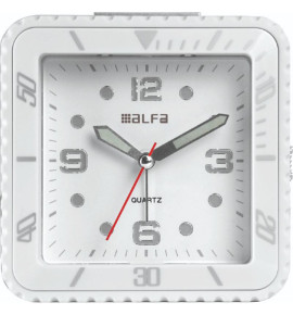 Ρολόι Επιτραπέζιο 2810 Alfaone Αναλογικό Αθόρυβο με φωτισμό Led Λευκό rubber-Silver