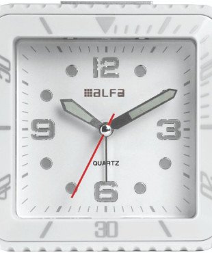 Ρολόι Επιτραπέζιο 2810 Alfaone Αναλογικό Αθόρυβο με φωτισμό Led Λευκό rubber-Silver