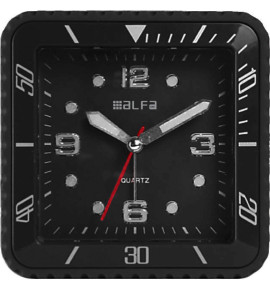 Ρολόι Επιτραπέζιο 2810 Alfaone Αναλογικό Αθόρυβο με φωτισμό Led Μαύρο rubber-Silver