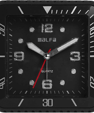 Ρολόι Επιτραπέζιο 2810 Alfaone Αναλογικό Αθόρυβο με φωτισμό Led Μαύρο rubber-Silver