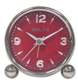 Ρολόι Επιτραπέζιο AM03 Alfaone Αναλογικό Αθόρυβο Μεταλλικό Chrome-Κόκκινο