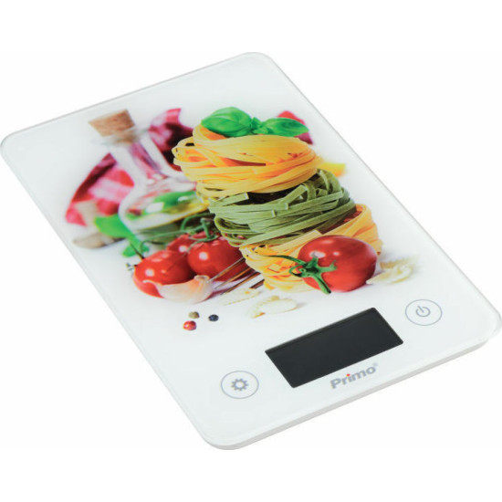 Ζυγαριά Κουζίνας PRKS-40348 Primo Ψηφιακή 5Kg-1g Φωτιζόμενη οθόνη Υάλινη La Spaghetti