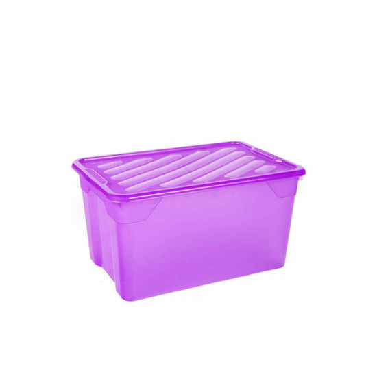 Homeplast Nak-Box 67L. Πλαστικό Κουτί Αποθήκευσης με Καπάκι, Χρώμα Μωβ 60x40x31cm