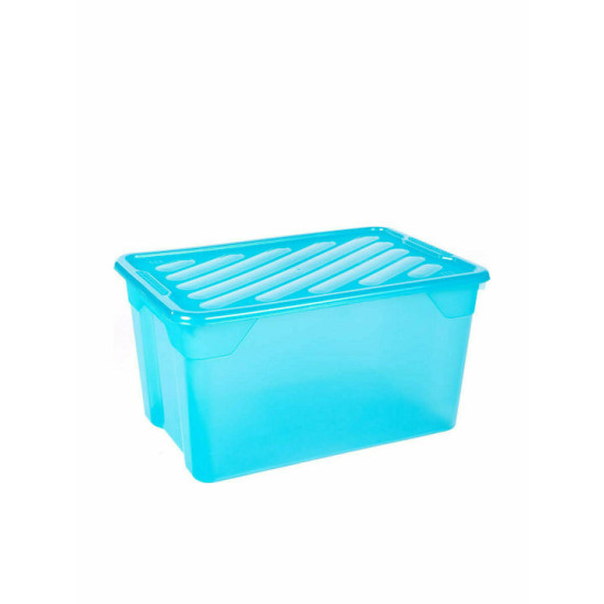 Homeplast Nak-Box 67L. Πλαστικό Κουτί Αποθήκευσης με Καπάκι, Χρώμα Γαλάζιο 60x40x31cm