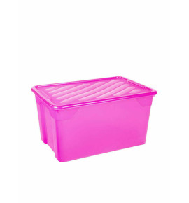 Homeplast Nak-Box  Πλαστικό Κουτί Αποθήκευσης με Καπάκι, Χρώμα Ροζ 60x40x31cm