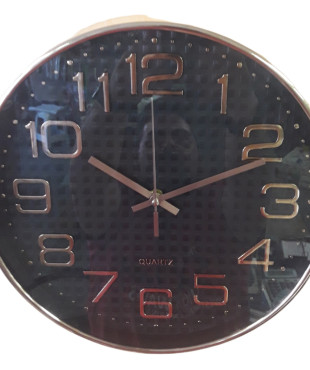 Ρολόι Τοίχου Πλαστικό Μαύρο- Χρυσό 30x30cm