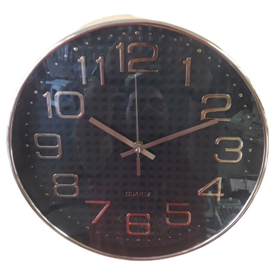 Ρολόι Τοίχου Πλαστικό Μαύρο- Χρυσό 30x30cm