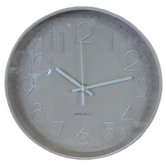 Ρολόι Τοίχου Πλαστικό  Ανοιχτό Γκρί 30x30cm