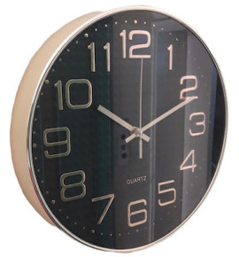 Ρολόι Τοίχου Πλαστικό Μαύρο- Χρυσό 30x30cm
