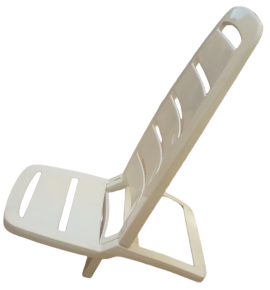 Καρεκλάκι παραλίας Ιταλίας,  πτυσόμενο πλαστικό λευκό ψηλή πλάτη. Διατείθετε Και Σε Μπέζ.