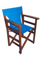 Πολυθρόνα Σκηνοθέτη από φουρνιστή οξυά καρυδί με μπλέ καραβόπανο