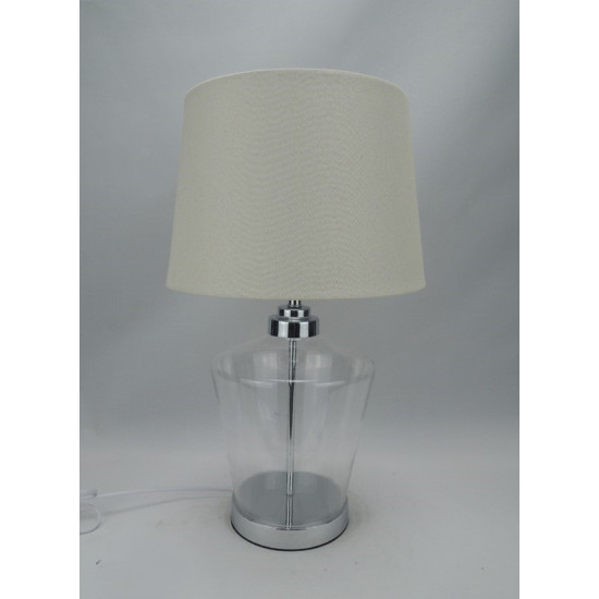 Φωτιστικό Επιτραπέζιο Γυάλινο Μεταλλικό Λευκό/Ασημί 51X30cm3128