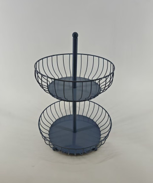 Μεταλλική Φρουτιέρα 2 Θέσεων Γκρί 32.5x32.5x45cm3053